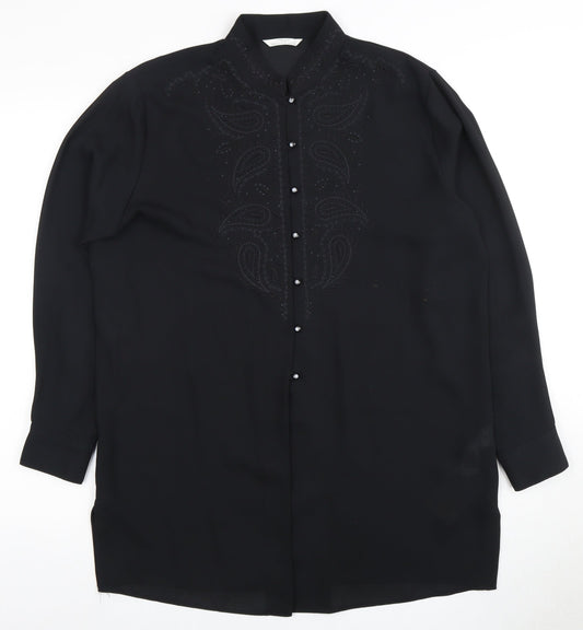Womens UK Size 14 Marks and Spencer Black  Button-Up