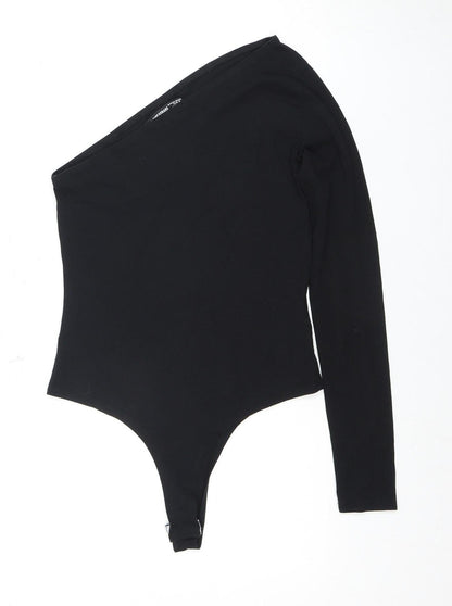 Threadbare Black Bodysuit, Size 10, One Shoulder, Long Sleeve