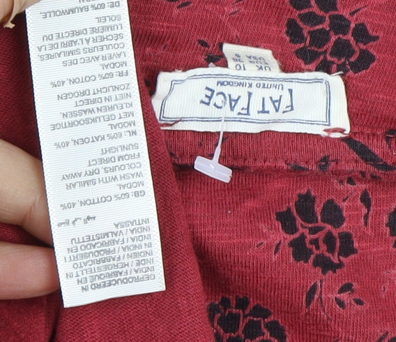 Fat Face Women's Red Floral Dress Size 10