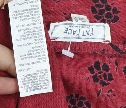 Fat Face Women's Red Floral Dress Size 10