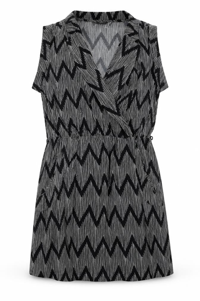 Louche Women's Black Chevron Wrap Dress Size 16