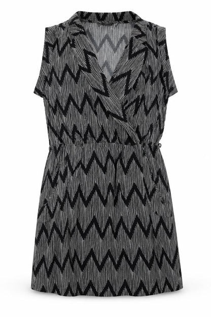 Louche Women's Black Chevron Wrap Dress Size 16