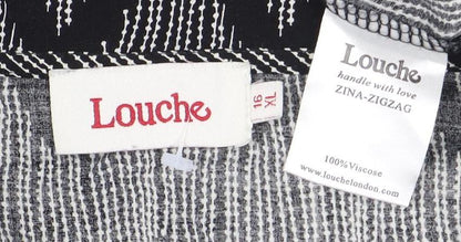 Louche Women's Black Chevron Wrap Dress Size 16