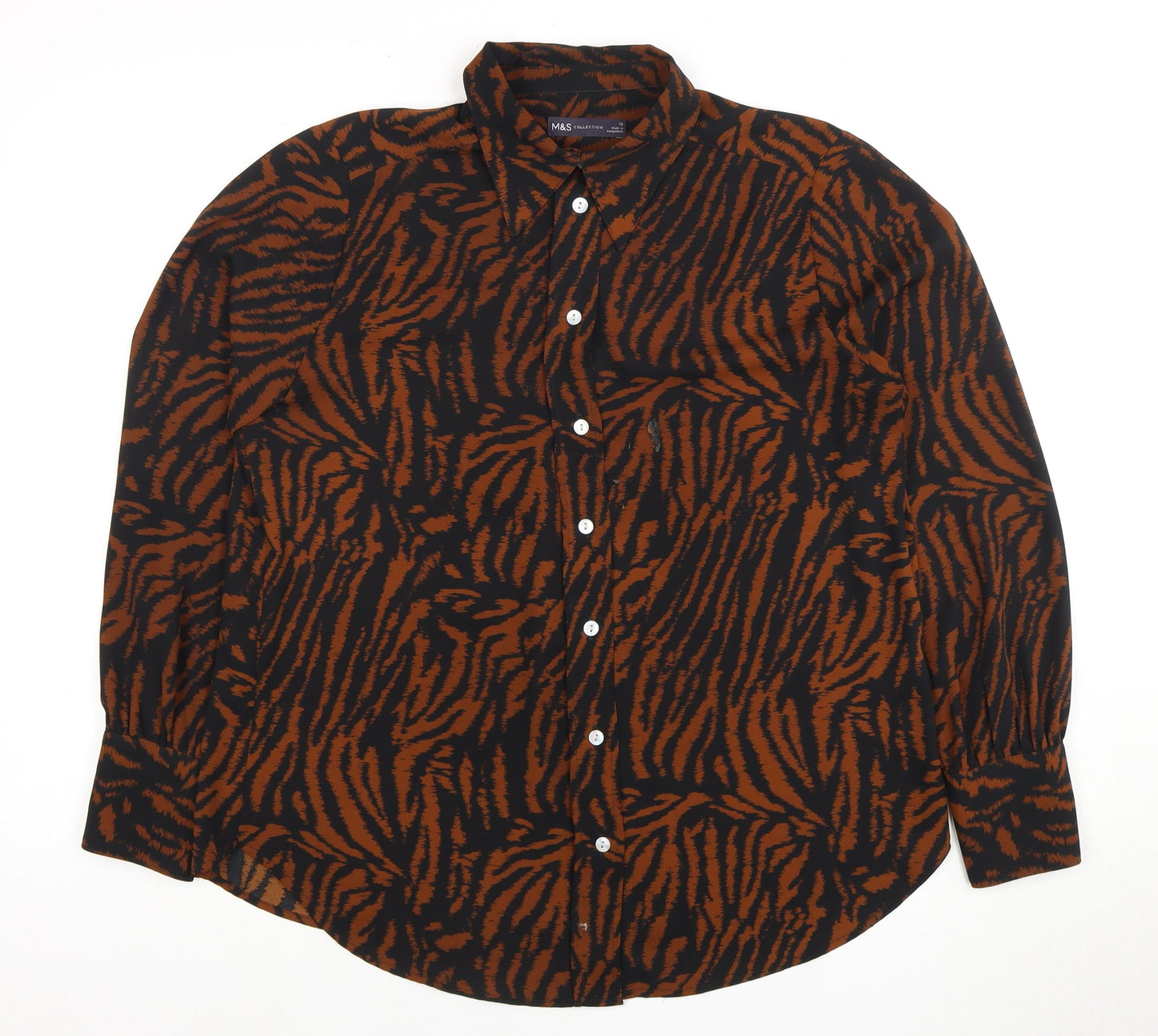 Womens UK Size 12 Marks and Spencer Brown  Button-Up