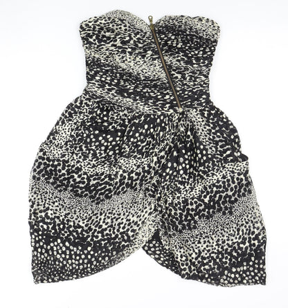 Whistles Women’s Black Animal Print Strapless Dress