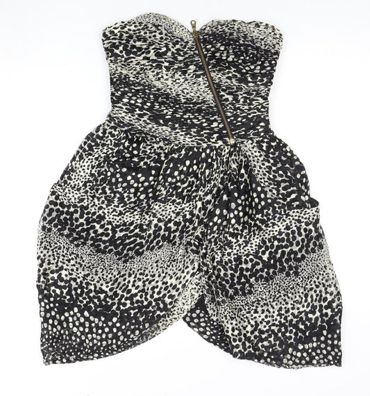Whistles Women’s Black Animal Print Strapless Dress