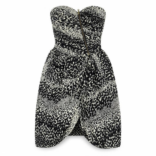Whistles Women’s Black Animal Print Strapless Dress