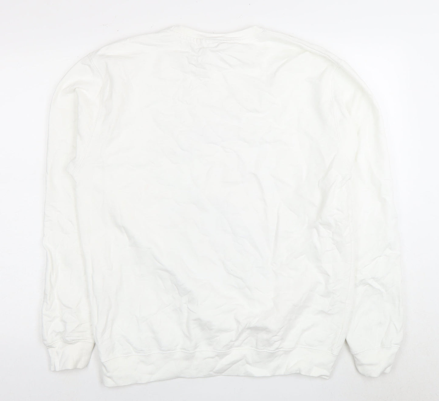 Unisex Adults UK Size L Just Hoods White Pullover Sweatshirt