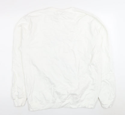 Unisex Adults UK Size L Just Hoods White Pullover Sweatshirt
