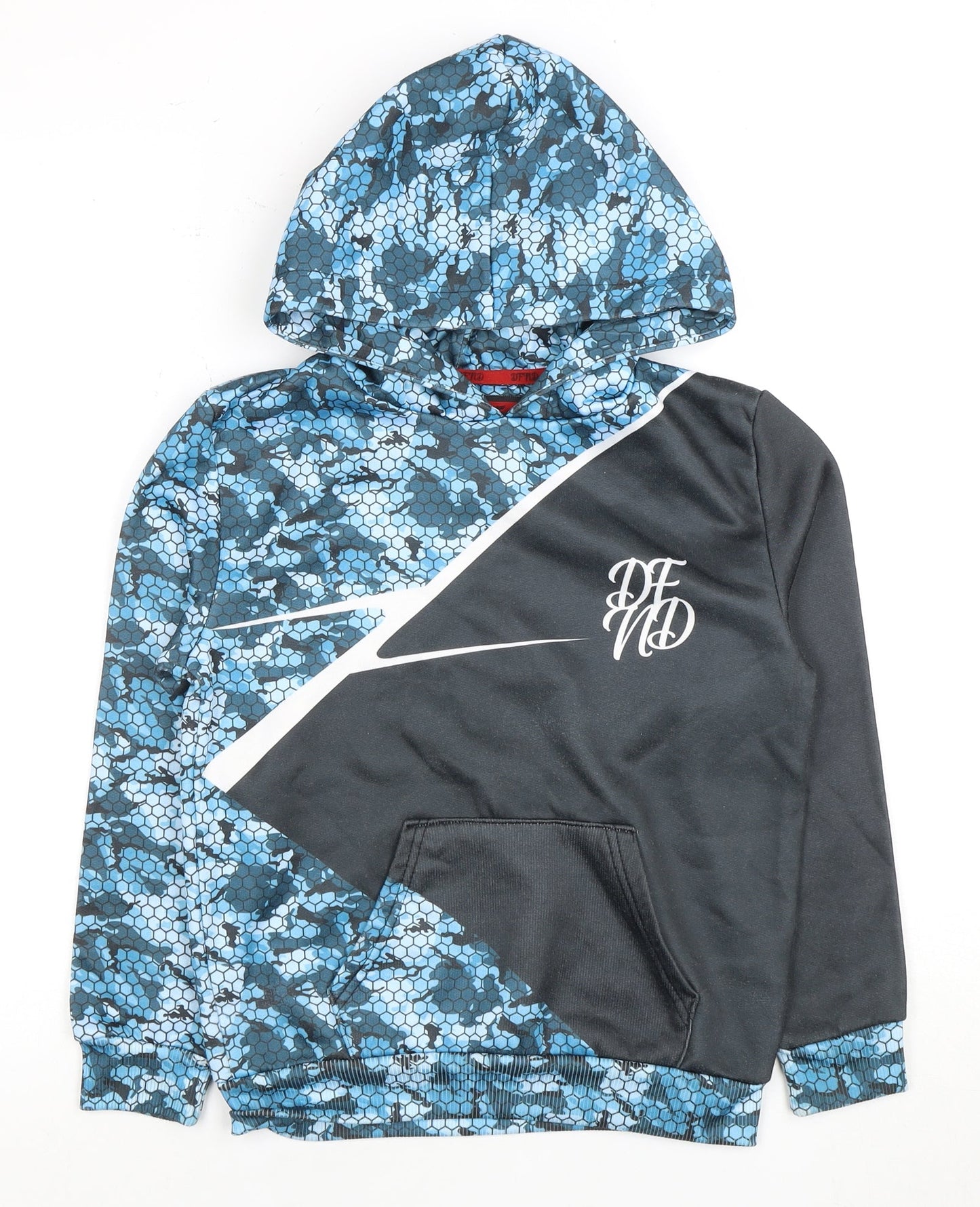 DFND Boys Blue Camouflage Hoodie, Ages 11-12, New With Tags