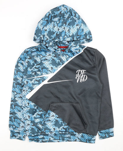 DFND Boys Blue Camouflage Hoodie, Ages 11-12, New With Tags