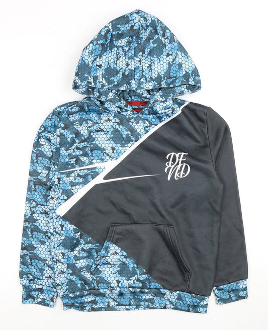 DFND Boys Blue Camouflage Hoodie, Ages 11-12, New With Tags