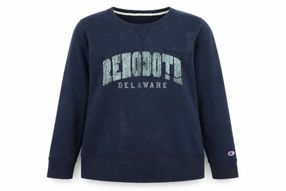 Front view of Champion unisex blue pullover sweatshirt xl