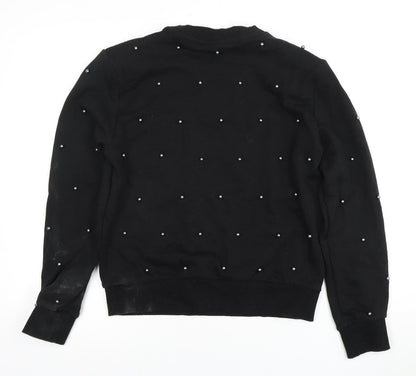 H&M Women's Black Beaded Pullover Sweatshirt M