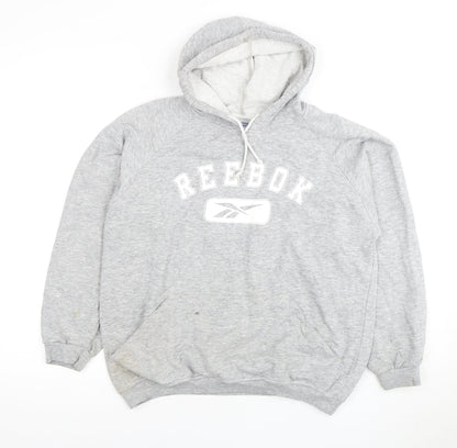 Reebok Grey Unisex Hoodie, Large, Pullover Style