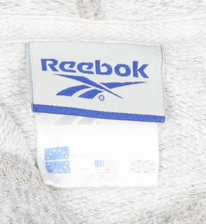 Reebok Grey Unisex Hoodie, Large, Pullover Style