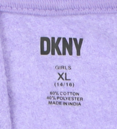DKNY Girls Purple Logo Hoodie XL