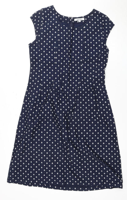 Alice Collins Women Blue Cotton Shift Dress Size 10
