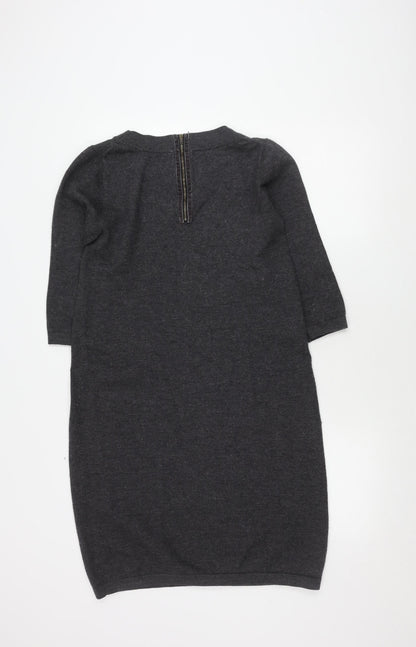 Boden Women's Grey 3/4 Sleeve Studded Dress Size 14
