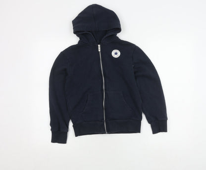 Converse Boys Black Hooded Jacket Size 10-12, Full Zip, Casual