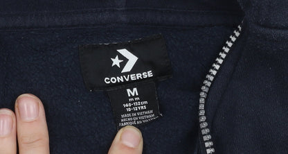 Converse Boys Black Hooded Jacket Size 10-12, Full Zip, Casual