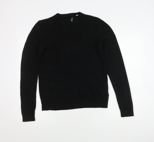 Jack & Jones Black Crew Neck Pullover, M, Men's Casual Jumper