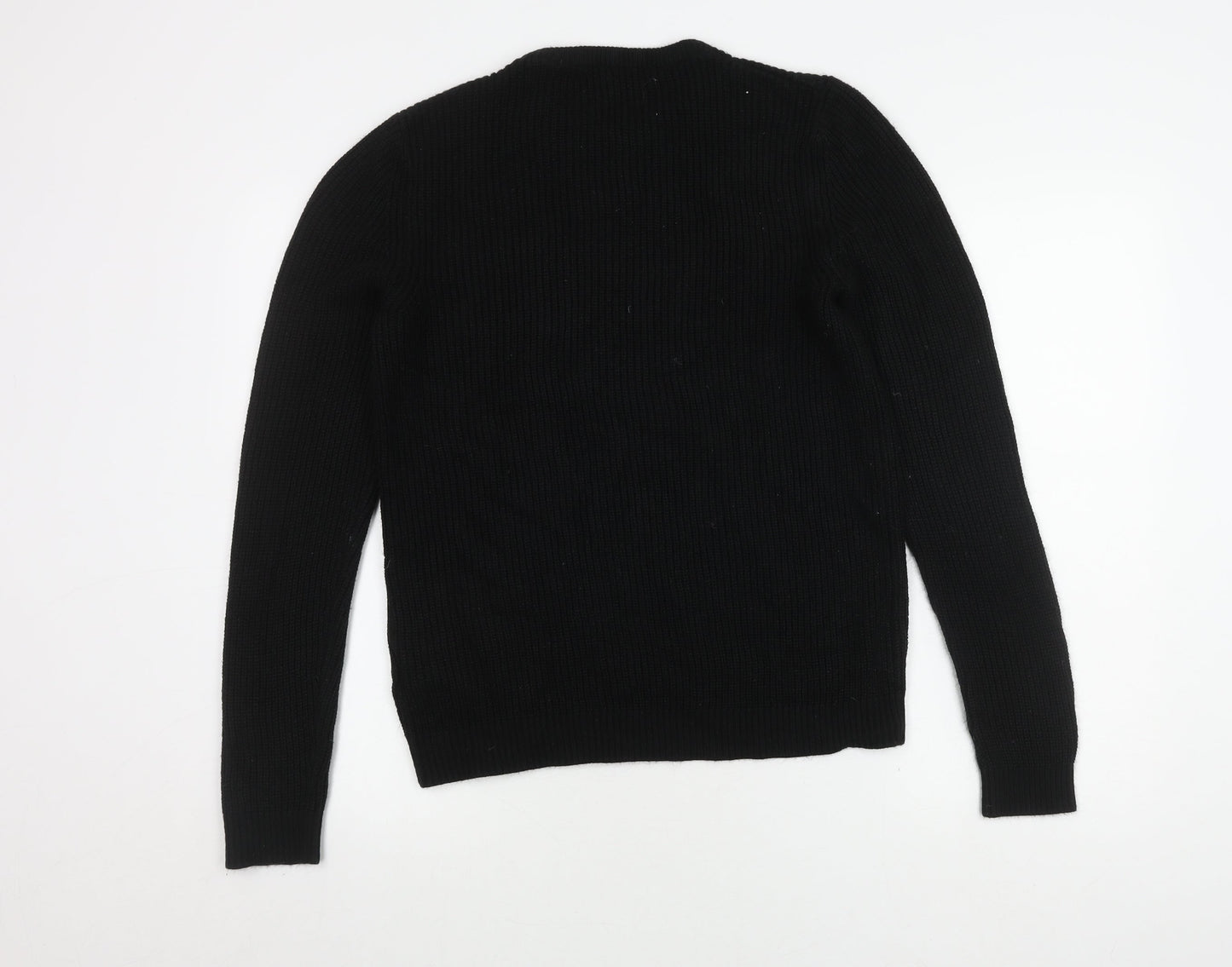 Jack & Jones Black Crew Neck Pullover, M, Men's Casual Jumper