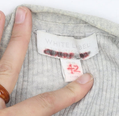 Womens UK Size M White Label Grey Cardigan Jumper