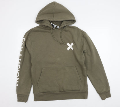 Mens UK Size M COLLUSION Green Pullover Hoodie