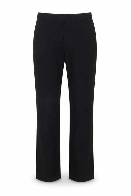 Front view of Jeff Banks Black Striped Trousers 32R unisex