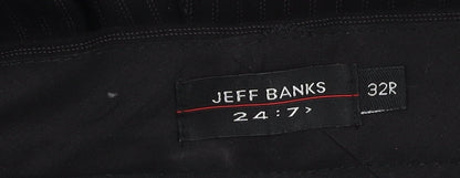 Jeff Banks Black Striped Trousers 32R Unisex