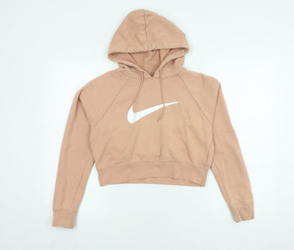 Nike Women's Beige Pullover Hoodie, M, Logo, Autumn