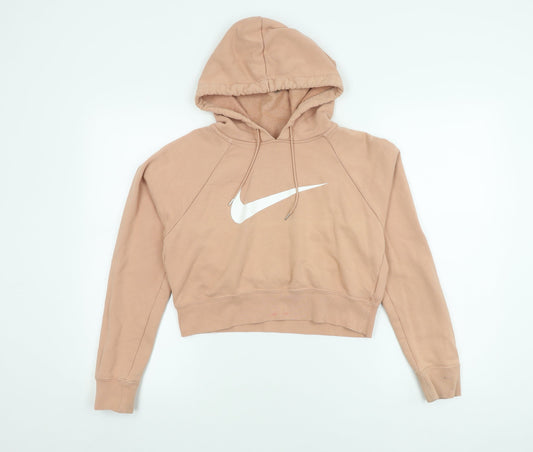 Nike Women's Beige Pullover Hoodie, M, Logo, Autumn