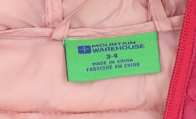 Mountain Warehouse Pink Girls Puffer Jacket Size 3-4 Years