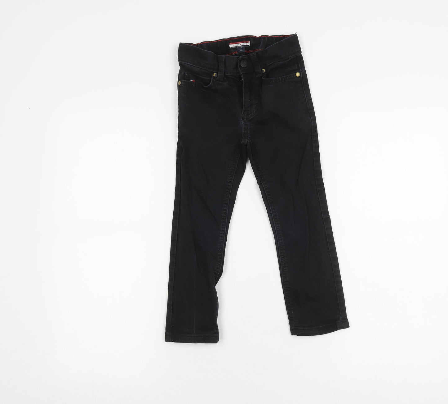 Tommy Hilfiger Boys Black Skinny Jeans, Size 5, Adjustable Waist