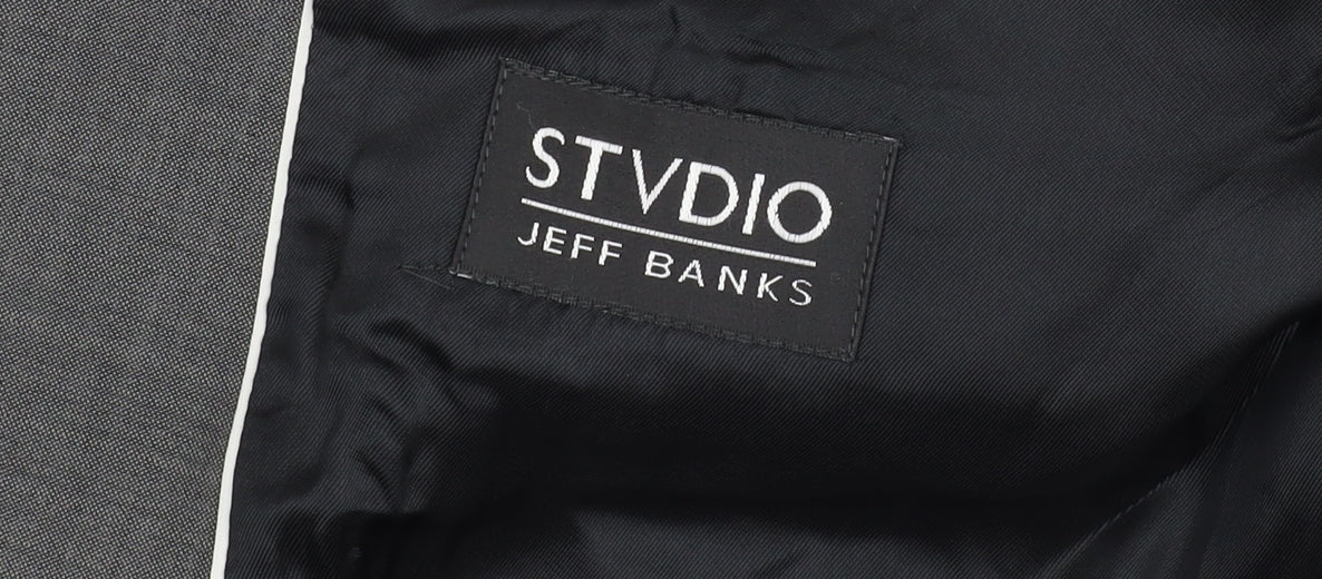 Mens UK Size 46 Jeff Banks Regular Grey Suit Jacket