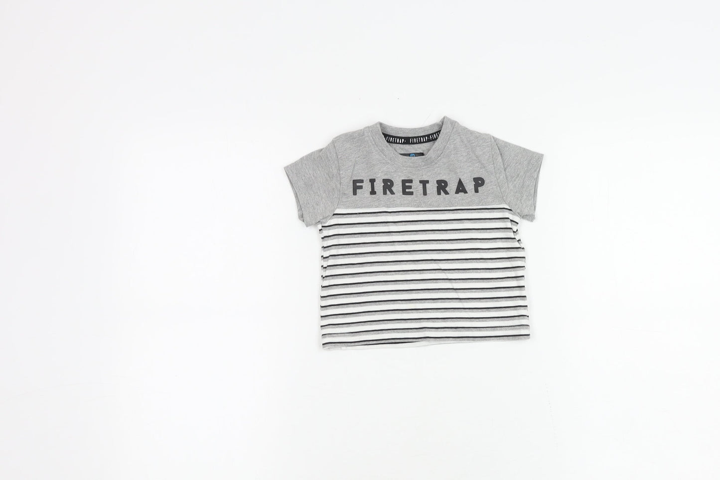 Firetrap Unisex Grey Striped T-Shirt, 0-3 Months, Casual Wear