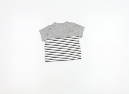 Firetrap Unisex Grey Striped T-Shirt, 0-3 Months, Casual Wear