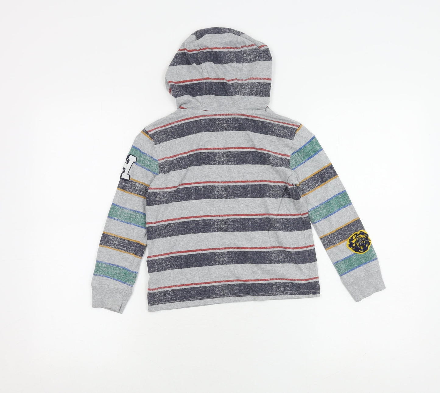 Tommy Hilfiger Boys Grey Striped Pullover Hoodie 6-7 Years