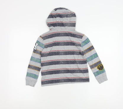 Tommy Hilfiger Boys Grey Striped Pullover Hoodie 6-7 Years