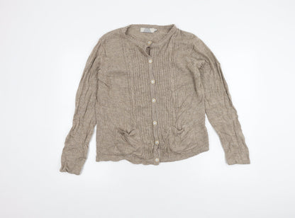 Honor Millburn Women's Beige Cardigan S Round Neck