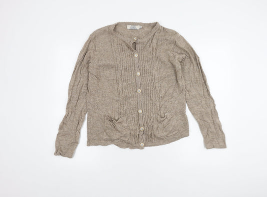 Honor Millburn Women's Beige Cardigan S Round Neck