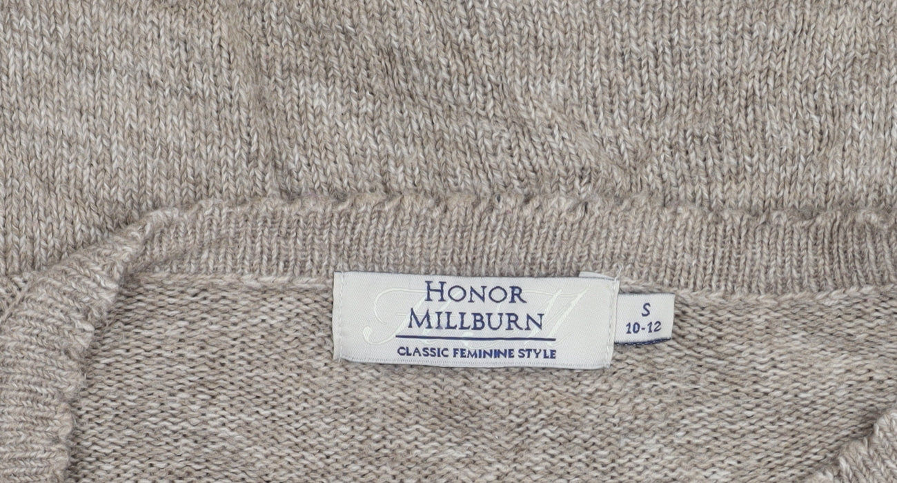 Honor Millburn Women's Beige Cardigan S Round Neck