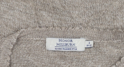 Honor Millburn Women's Beige Cardigan S Round Neck
