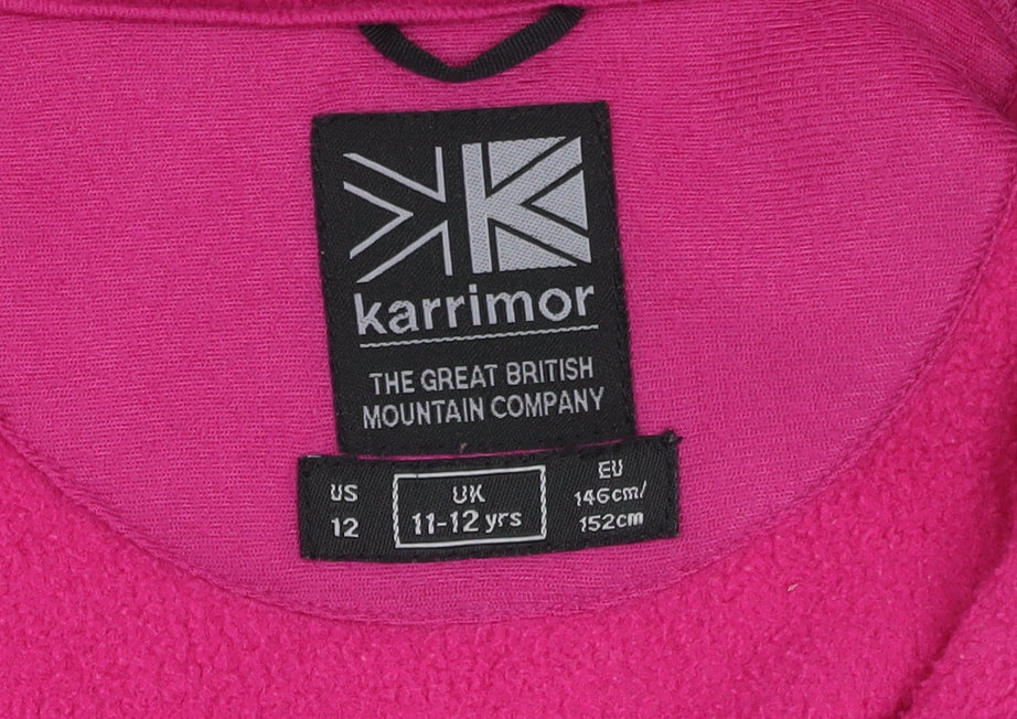 Karrimor Girls Pink Fleece Jacket 11-12 Yrs Warm Zip Polyester
