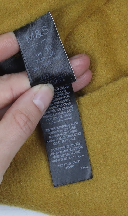 Womens UK Size 10 Marks and Spencer Yellow Pea Coat