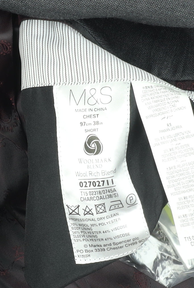 Mens UK Size 38 Marks and Spencer Regular Grey Suit Jacket