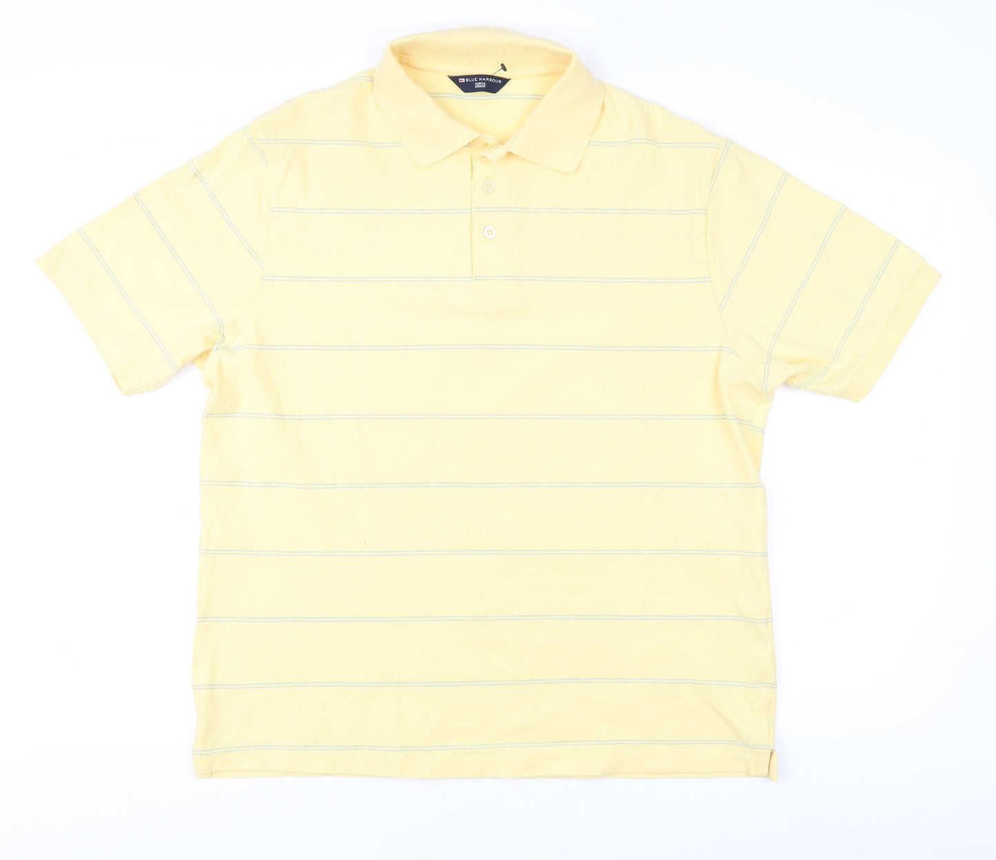 Marks & Spencer Men's Yellow Striped Polo Shirt L
