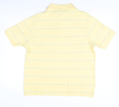 Marks & Spencer Men's Yellow Striped Polo Shirt L