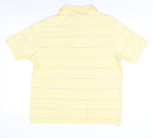 Marks & Spencer Men's Yellow Striped Polo Shirt L